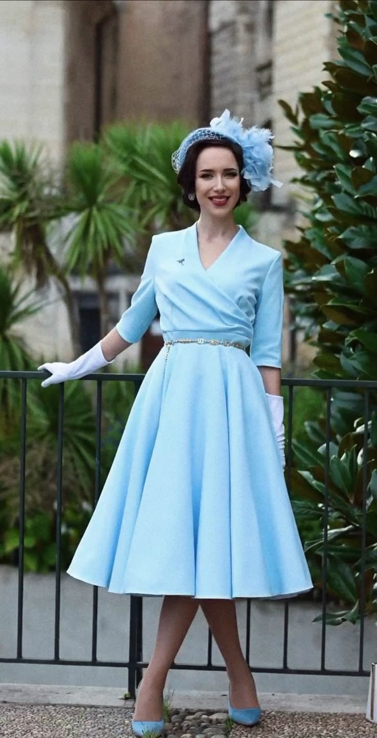 Vestido midi azul claro